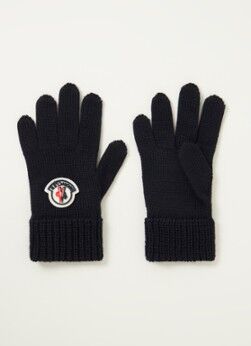 Moncler Handschoenen in wolblend met logo - Donkerblauw