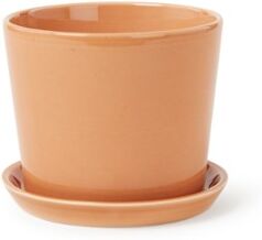 Hay Botanical Family bloempot M van keramiek met schotel voor binnen Ø13,5 cm - Perzikroze