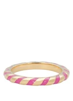 Anna + Nina Fuschia Twirl ring verguld - Goud