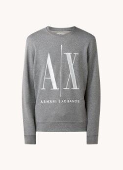 Armani Exchange Sweater met logoborduring - Grijs