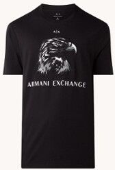 Armani Exchange T-shirt met logoprint en borduring - Zwart