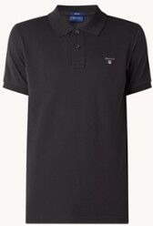 Gant Regular fit polo van piqué katoen met logo - Zwart