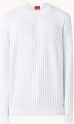 HUGO BOSS Structuro fijngebreide pullover met stretch - Wit