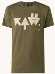 G-Star RAW T-shirt van biologisch katoen met logoprint - Bronsgroen