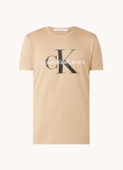 Calvin Klein T-shirt met logoprint - Zand