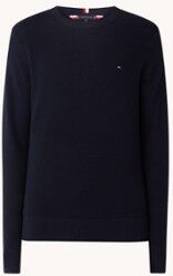 Tommy Hilfiger Fijngebreide pullover met structuur - Donkerblauw