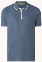 Ted Baker Sello regular fit polo met halve rits en getipte boorden - Donkerblauw