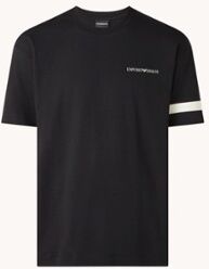 Emporio Armani T-shirt met logo en streepdetail - Zwart