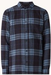 CHASIN' Axel Muma regular fit overshirt met ruitdessin - Donkerblauw