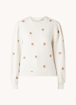 Fabienne Chapot Lin sweater met borduring - Creme