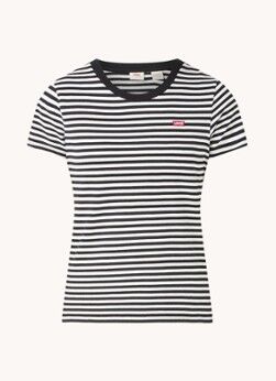Levi's The Perfect Tee T-shirt met streepprint - Zwart