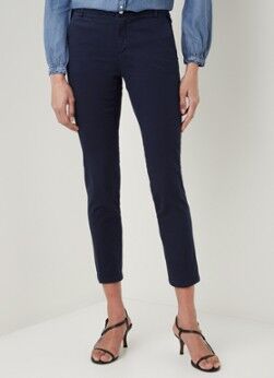 Benetton High waist slim fit cropped chino met steekzakken - Middenblauw