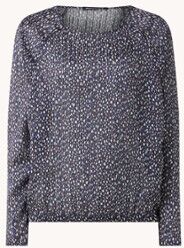 Expresso Semi-transparante top met print - Donkerblauw