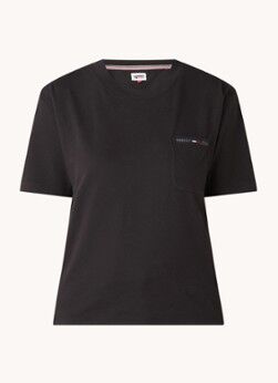 Tommy Hilfiger T-shirt met borstzak en logoborduring - Zwart