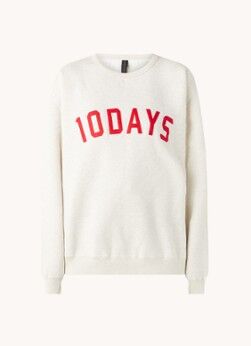 10DAYS Sweater met gemêleerd dessin en logopatch - Gebroken wit