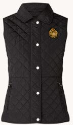 Ralph Lauren Gewatteerde bodywarmer met quilt patroon en logopatch - Zwart