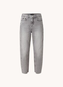 Ted Baker Barrel high waist tapered cropped jeans met gerafelde zoom - Middengrijs