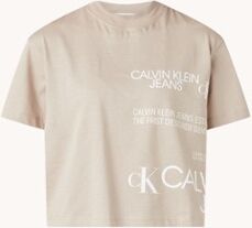 Calvin Klein Cropped T-shirt met logoprint - Zand