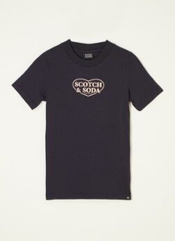 Scotch & Soda T-shirt van biologisch katoen met logoprint - Donkerblauw