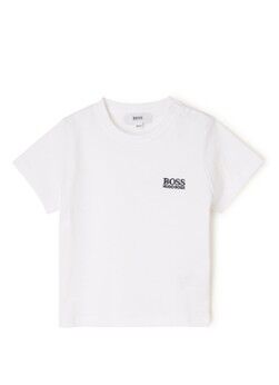 HUGO BOSS T-shirt met logoborduring en drukknopen - Wit