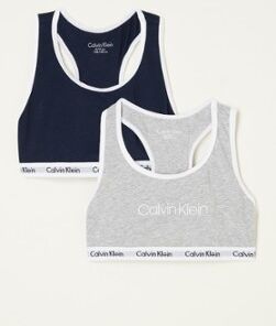 Calvin Klein Intense Power bralette met logoband in 2-pack - Donkerblauw