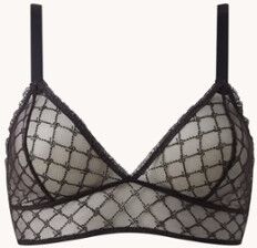 Love Stories Dawn bralette van mesh met logoprint - Zwart