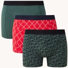 America Today Alex boxershorts met print in 3-pack - Donkergroen