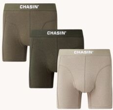 CHASIN' Thrice Moss boxershorts met logoband in 3-pack - Donkergroen