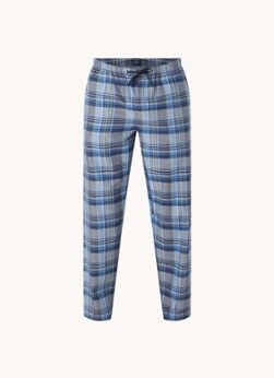 Schiesser Pyjamabroek van katoen met ruitdessin - Royalblauw