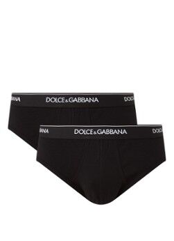 Dolce & Gabbana Slip met logoband in 2-pack - Zwart