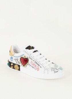 Dolce & Gabbana Portofino Icon sneaker van kalfsleer - Wit