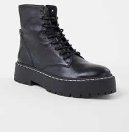 Steve Madden Skylar biker boot van leer - Zwart