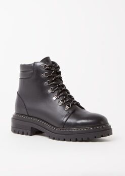 Whistles Amber biker boot van leer - Zwart