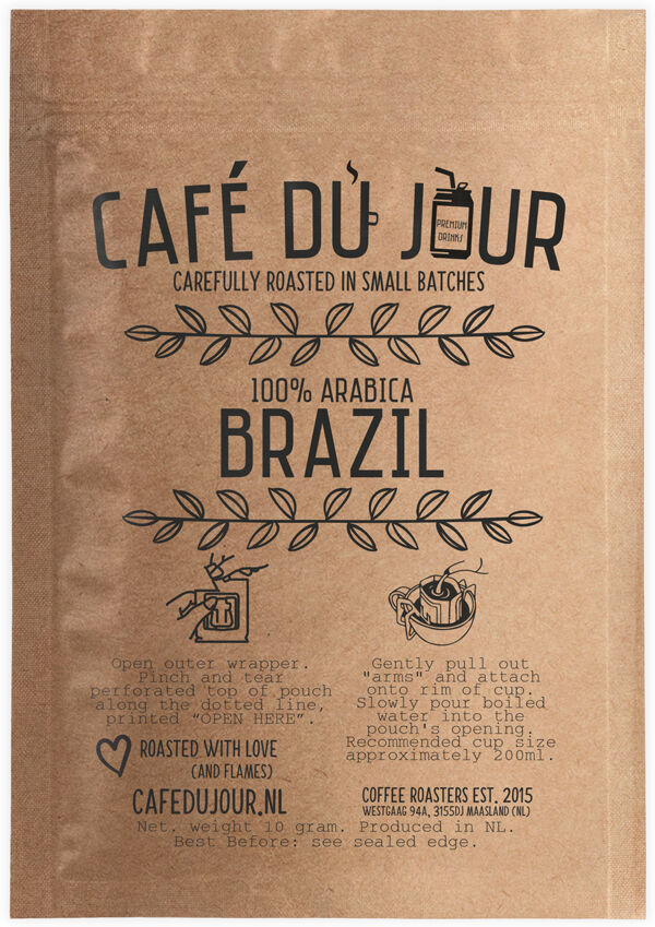 Café du Jour Single Serve Drip Coffee - 100% arabica BRAZIL - filterkoffie voor onderweg!