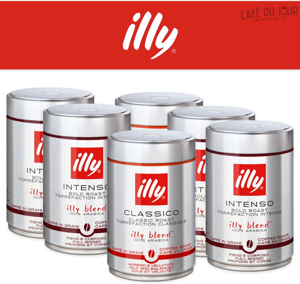 illy - Koffiebonen - gemixt pakket zelf samenstellen (6 x 250 gram)