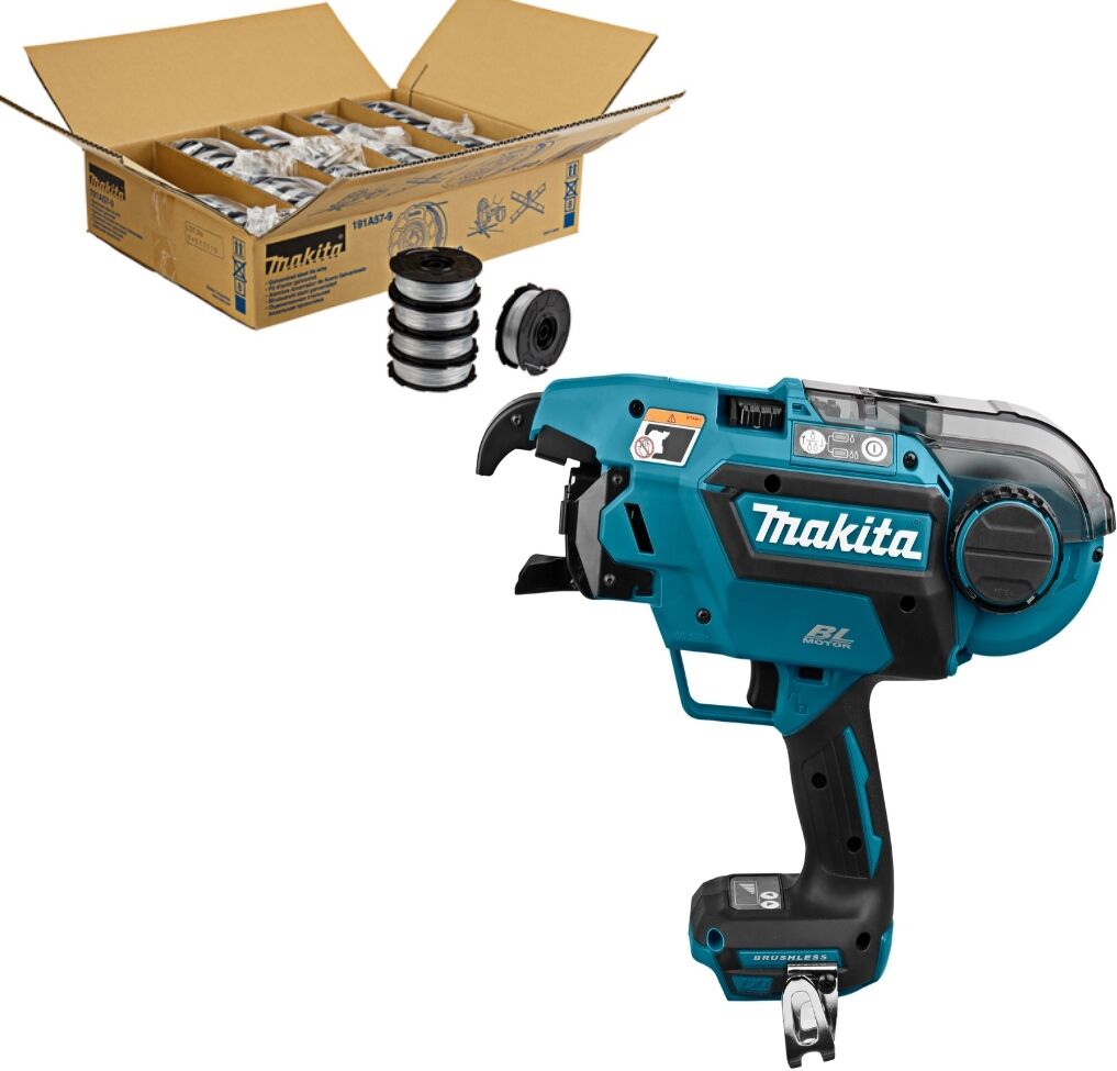 Makita DTR180ZJSET2 SETVOORDEEL 2 - 30 dozen gegalvaniseerd vlechtdraad 191A57-9 + gratis DTR180ZJ Accu Vlechtmachine 14,4 - 18 Volt excl. accu´s en lader