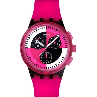 Swatch New Chrono Plastic SUSB110 Fuchsia Lines Horloge Swatch New Chrono Plastic SUSB110 Fuchsia Lines Horloge