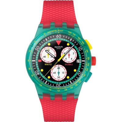 Swatch New Chrono Plastic SUSG409 Neon Emerald Chrono Horloge Swatch New Chrono Plastic SUSG409 Neon Emerald Chrono Horloge