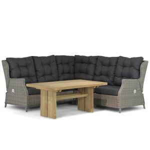 Garden Collections Chicago/Brighton 140 cm dining loungeset 4-delig - Taupe-naturel-bruin