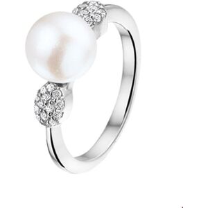 Quickjewels Huiscollectie Zilver ring parel en zirkonia zilver gerhodineerd 1322609 Quickjewels Huiscollectie Zilver ring parel en zirkonia zilver gerhodineerd 1322609