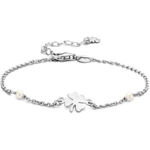 Quickjewels Huiscollectie Zilver armband synth. parel en klaver 16 + 3 cm zilver gerhodineerd 1335561 Quickjewels Huiscollectie Zilver armband synth. parel en klaver 16 + 3 cm zilver gerhodineerd 1335561