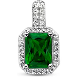 Quickjewels Huiscollectie Zilver hanger zirkonia groen en wit halo zilver gerhodineerd 1336058 Quickjewels Huiscollectie Zilver hanger zirkonia groen en wit halo zilver gerhodineerd 1336058