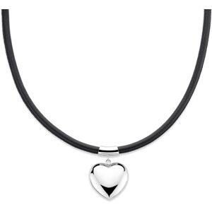 Quickjewels Huiscollectie Zilver zilver gerhodineerd met rubber/nylon/leer collier hart 38 + 6 cm 1801011 Quickjewels Huiscollectie Zilver zilver gerhodineerd met rubber/nylon/leer collier hart 38 + 6 cm 1801011