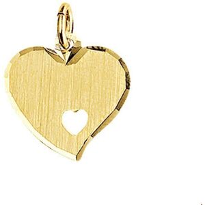 Quickjewels Huiscollectie Goud graveerhanger hart mat gediamanteerd 14K geelgoud 4006176 Quickjewels Huiscollectie Goud graveerhanger hart mat gediamanteerd 14K geelgoud 4006176