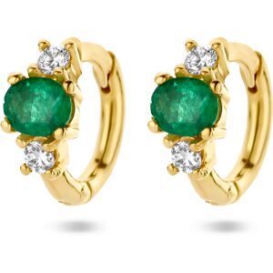 Quickjewels Huiscollectie Goud klapoorringen smaragd en diamant 0.10ct (2x0.05ct) h si 14K geelgoud 4025446 Quickjewels Huiscollectie Goud klapoorringen smaragd en diamant 0.10ct (2x0.05ct) h si 14K geelgoud 4025446