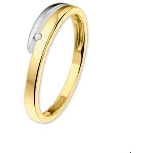 Quickjewels Huiscollectie Goud ring diamant 0.02ct h si 14K bicolor goud geel/wit 4206369 Quickjewels Huiscollectie Goud ring diamant 0.02ct h si 14K bicolor goud geel/wit 4206369