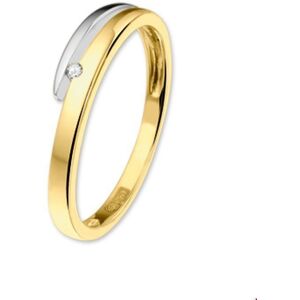 Quickjewels Huiscollectie Goud ring diamant 0.02ct h si 14K bicolor goud geel/wit 4206370 Quickjewels Huiscollectie Goud ring diamant 0.02ct h si 14K bicolor goud geel/wit 4206370