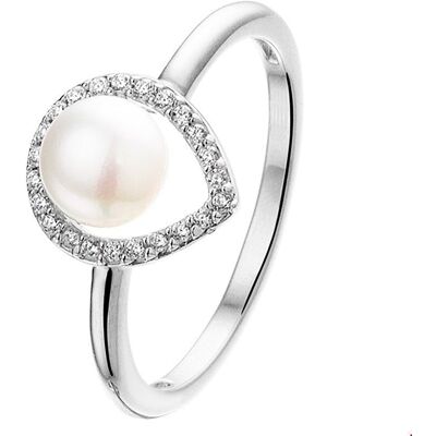 Quickjewels Huiscollectie Zilver ring parel en zirkonia zilver gerhodineerd 1327888 Quickjewels Huiscollectie Zilver ring parel en zirkonia zilver gerhodineerd 1327888