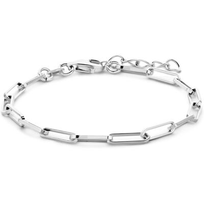 Quickjewels Huiscollectie Zilver armband paperclip vierkante buis 3,0 mm 15,5 + 2,5 cm zilver gerhodineerd 1335082 Quickjewels Huiscollectie Zilver armband paperclip vierkante buis 3,0 mm 15,5 + 2,5 cm zilver gerhodineerd 1335082