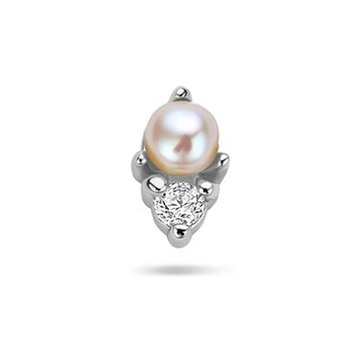 Quickjewels Huiscollectie Zilver Zilver Gerhodineerde flat back piercing parel en zirkonia 6,5 mm 1342172 Quickjewels Huiscollectie Zilver Zilver Gerhodineerde flat back piercing parel en zirkonia 6,5 mm 1342172